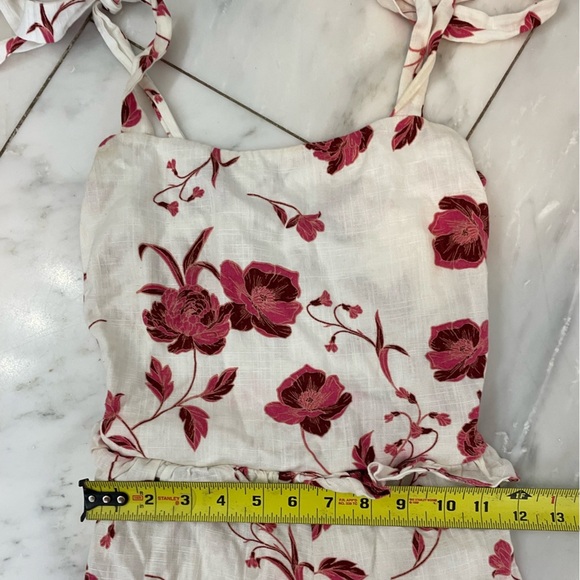 Misa Los Angeles women’s Small linen blend floral pink white wide leg jumpsuit - Picture 5 of 10